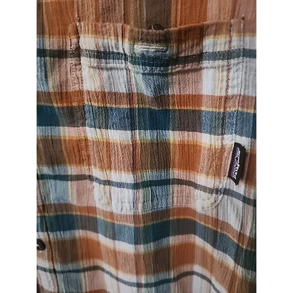 Patagonia‎ Organic Cotton Shirt Short Sleeve Plaid Mens Size Large Excellent B7